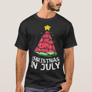 Christmas In July Watermelon Xmas Tree Summer tren T-Shirt