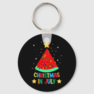 Christmas In July Watermelon Xmas Tree Summer Vaca Key Ring