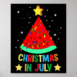 Christmas In July Watermelon Xmas Tree Summer Vaca Poster