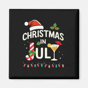 Christmas In July With Candy Cane For Summer Beach Magnet