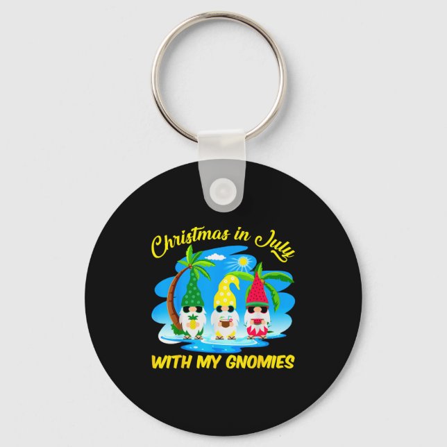 Christmas In July With My Gnomies Beach Summer Chr Key Ring (Front)