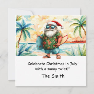 Christmas in July with Santa at Beach Holiday Card
