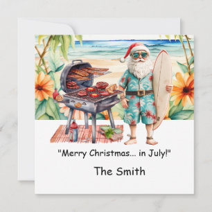 Christmas in July with Santa at Beach Holiday Card
