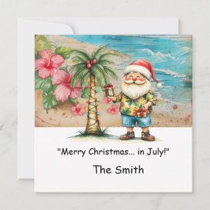 Christmas in July with Santa at Beach Holiday Card
