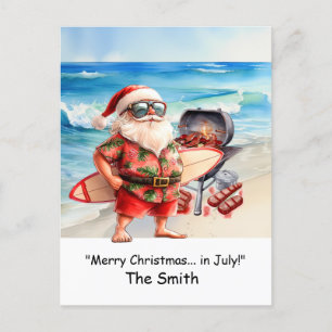 Christmas in July with Santa at Beach Holiday Card