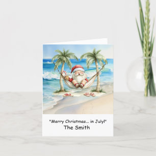 Christmas in July with Santa at Beach Holiday Card
