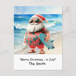 Christmas in July with Santa at Beach Holiday Card