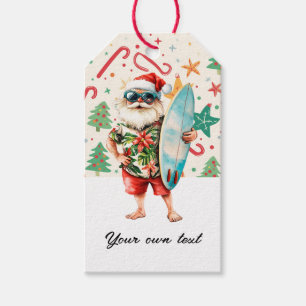 Christmas in July with Santa at the beach Holiday Gift Tags