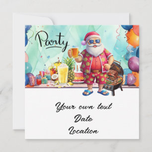 Christmas in July with Santa at the beach Holiday Invitation