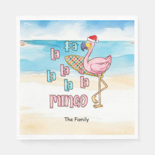 Christmas in July with SANTA CLAUS Flamingo Napkin
