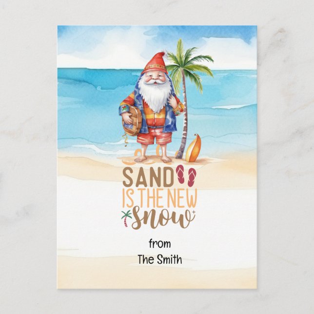 Christmas in July with SANTA CLAUS on the beach  Holiday Postcard (Front)