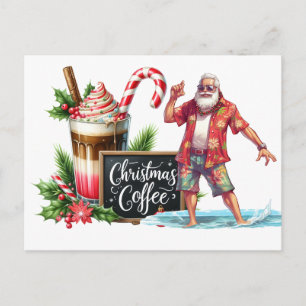 Christmas in July with SANTA CLAUS on the beach Postcard