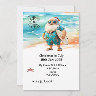 Christmas in July with SANTA CLAUS Save the date Invitation