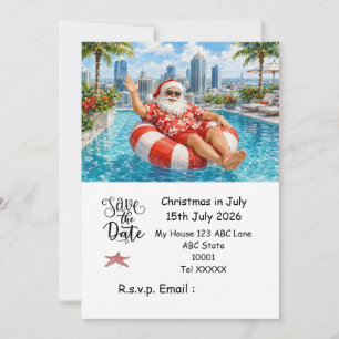 Christmas in July with SANTA CLAUS Save the date Invitation
