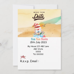 Christmas in July with SANTA CLAUS Save the date Invitation