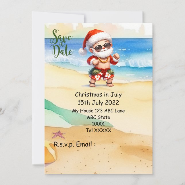 Christmas in July with SANTA CLAUS Save the date  Invitation (Front)