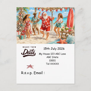 Christmas in July with SANTA CLAUS Save the date Postcard