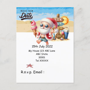 Christmas in July with SANTA CLAUS Save the date   Postcard