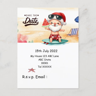 Christmas in July with SANTA CLAUS Save the date Postcard