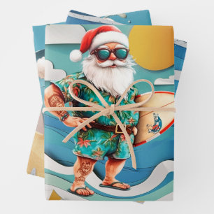 Christmas in July with SANTA CLAUS Wrapping Paper Sheet