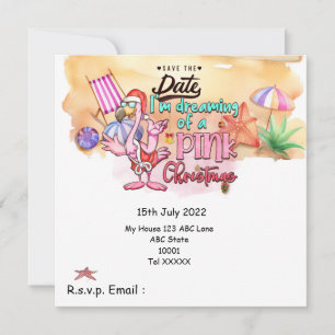 Christmas in July with SANTA flamingo Invitation