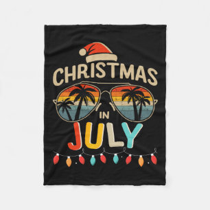 Christmas In July With Vintage Sungles For Summer Fleece Blanket