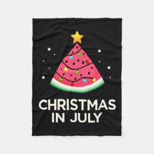 Christmas In July With Watermelon Tree For Summer Fleece Blanket