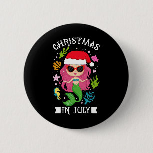 Christmas In July Women Girls Mermaid Beach Summer 6 Cm Round Badge