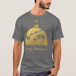 Christmas in July Xmas Dolphins Santa Claus Carria T-Shirt
