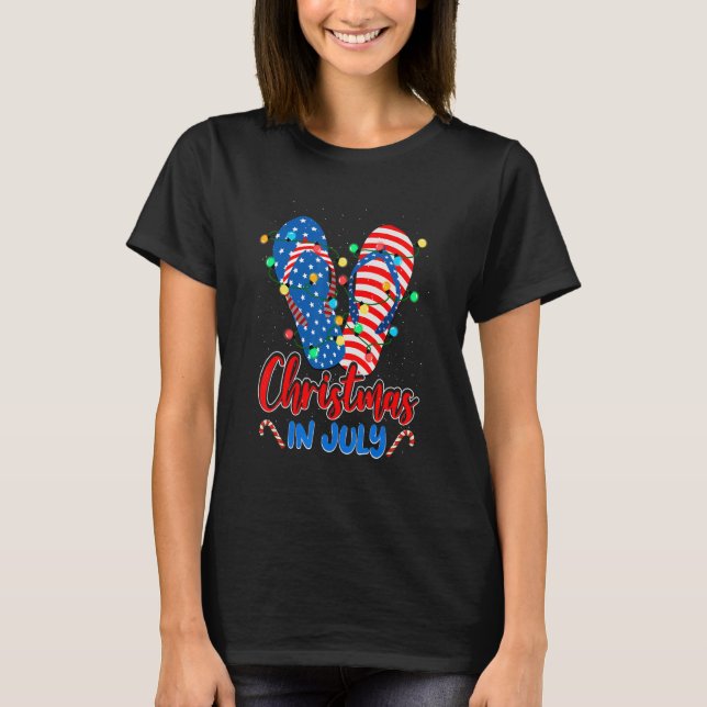 Christmas In July Xmas Family Summer  Flip Flops T-Shirt (Front)