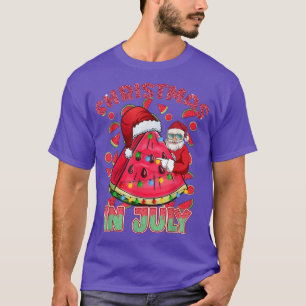 Christmas in July Xmas Watermelon Santa Beach Vaca T-Shirt