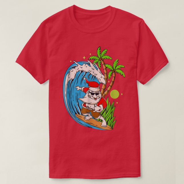 Christmas in JulySummer Santa Claus Beach Hawaii S T-Shirt (Design Front)