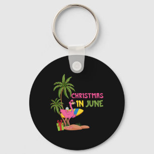 Christmas In June Flamingo Xmas Summer Vacation Be Key Ring