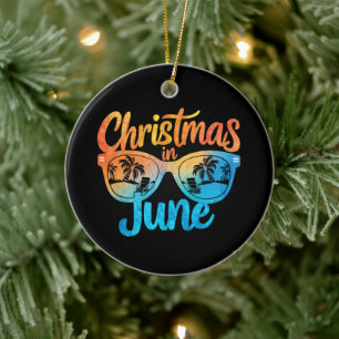 Christmas In June Sunglasses Funny Summer Vacation Ceramic Tree Decoration