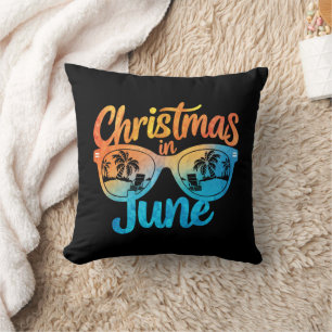 Christmas In June Sunglasses Funny Summer Vacation Cushion