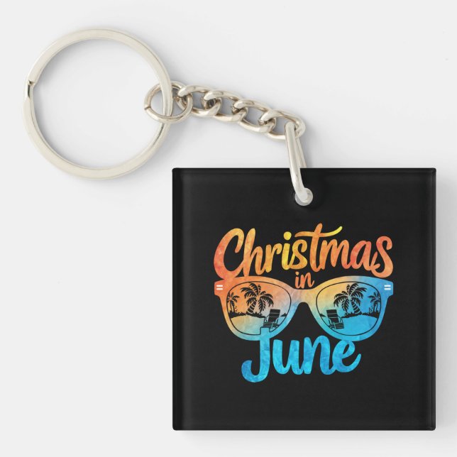 Christmas In June Sunglasses Funny Summer Vacation Key Ring (Front)