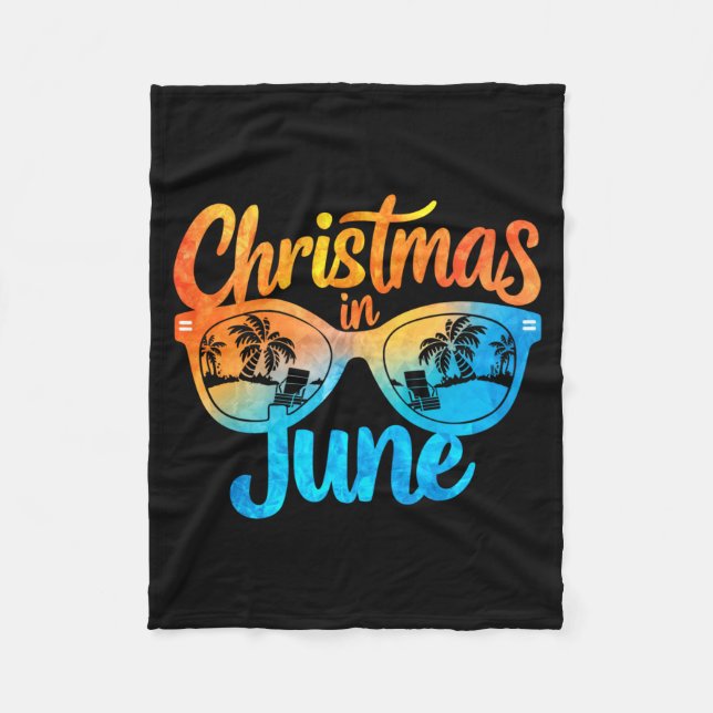 Christmas In June Sungles Funny Summer Vacation  Fleece Blanket (Front)