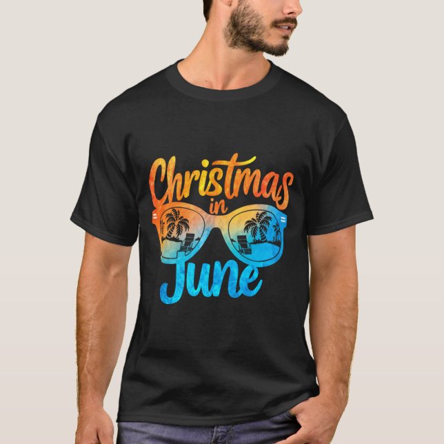 Christmas In June Sungles Funny Summer Vacation  T-Shirt (Front)