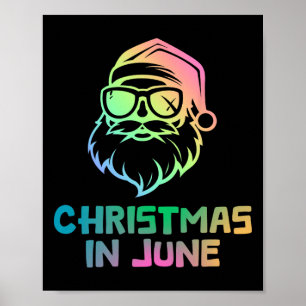 Christmas In June With Santa Funny Summer Holiday Poster