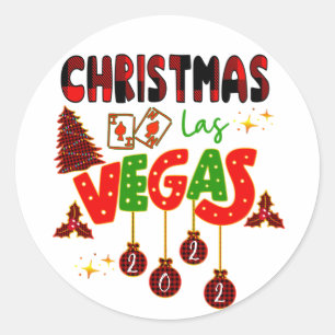 Christmas in Las Vegas Group Matching Typographic Classic Round Sticker