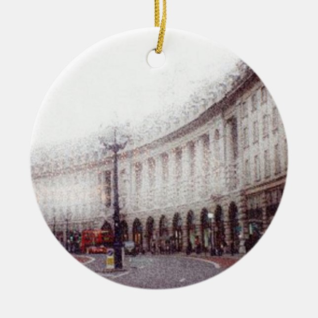 Christmas in London double-sided Ceramic Tree Decoration (Front)