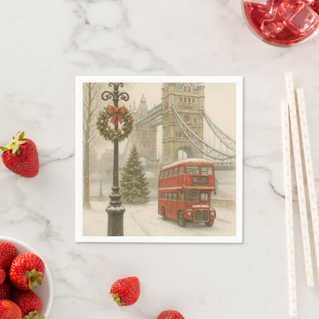 Christmas in London Gift for Traveler | Holiday Napkin (Insitu)
