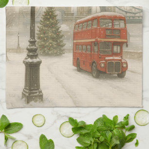 Christmas in London Gift for Traveler Holiday Tea Towel