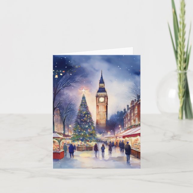 Christmas in London Watercolor Card (Front)