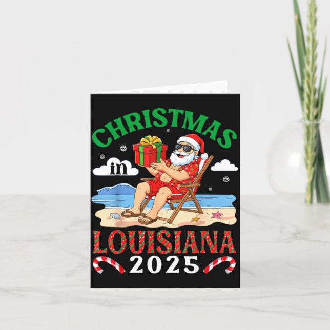 Christmas In Louisiana 2025 Santa Beach Lounge Hol Card (Front)