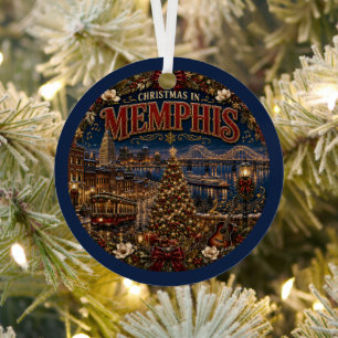 Christmas in Memphis Vintage Travel Keepsake Metal Tree Decoration