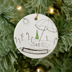 Christmas in Miami Ceramic Tree Decoration