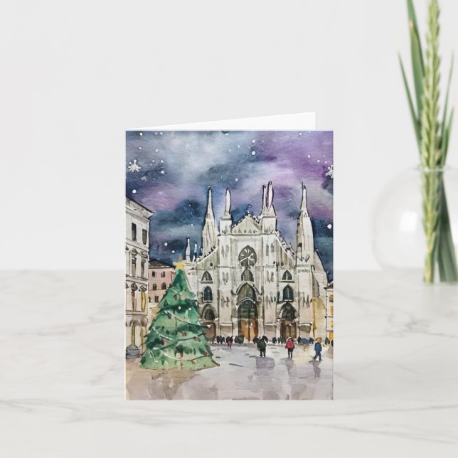 Christmas in Milan Watercolor Card (Front)