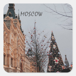 Christmas in Moscow Square Sticker