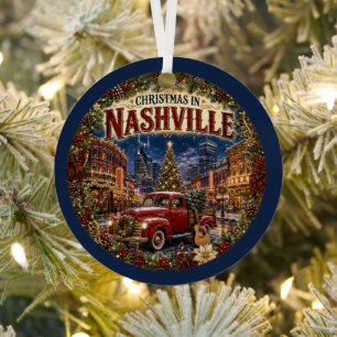 Christmas in Nashville Vintage Travel Keepsake Metal Tree Decoration